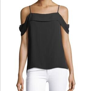 Elegant Romantic Silk Theory Off Shoulder Georgette Tank Black S Designer Chic